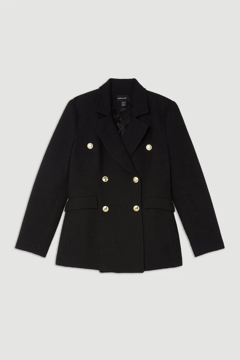 Boucle Double Breasted Fitted Blazer - 3