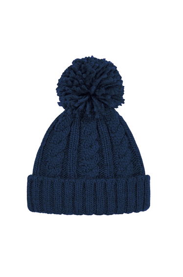 Beechfield Unsiex Adults Cable Knit Melange Beanie - Navy Blue