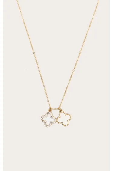 Gold Clover Simple Pendant Necklace