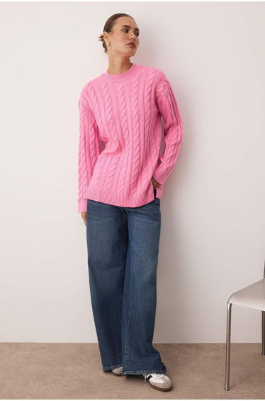 Pink Hair Knit Hair Knit Sweater