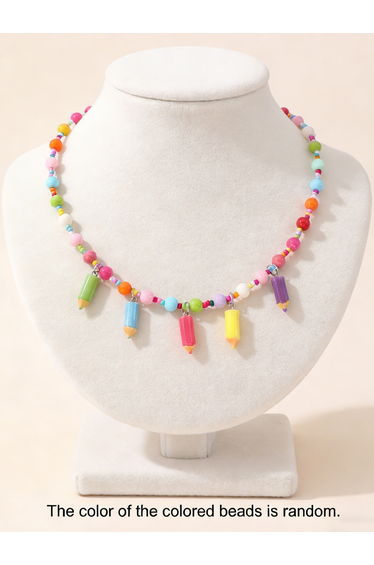 Beaded Necklace with Pencil Charms
