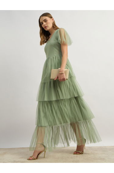 Sip Sip Hooray Square Neck A-Line Dress with Chain Trim