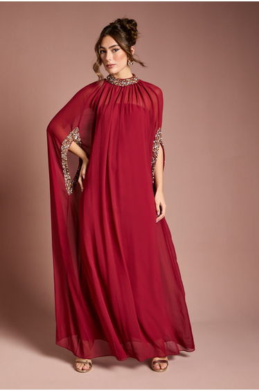 Coast Muse Chiffon Cape Dress