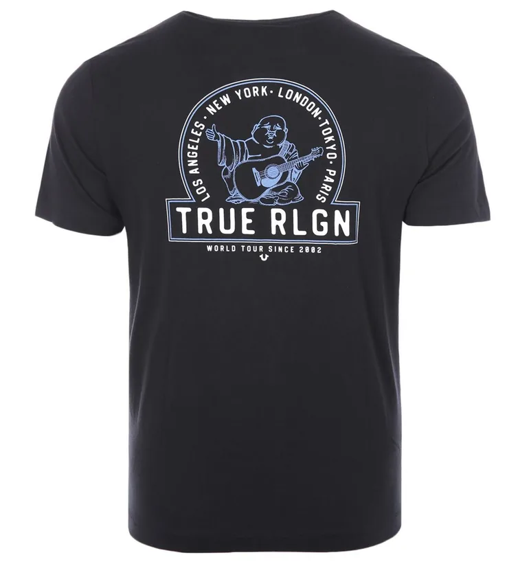 Men's True Religion Buddha Logo Back Print Crew Neck T-Shirt in Black - 1