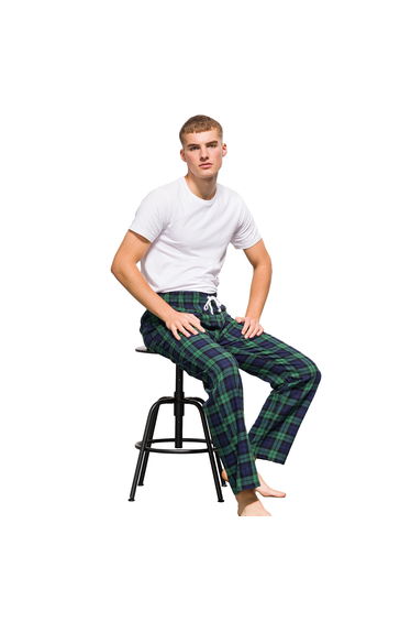 Skinnifit Mens Tartan Lounge Pants - Navy/Green Check