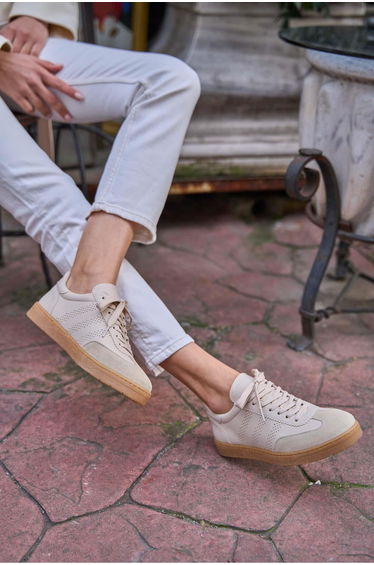 Beige Women's Logo Detailed Sneakers