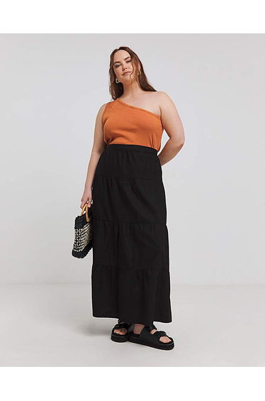 Tiered Cotton Maxi Skirt