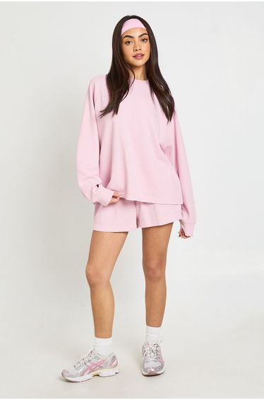 Waffle Henley Shorts - light pink