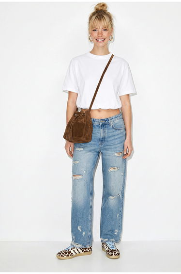 LUCCI Women's Crop Crew Neck T-Shirt
