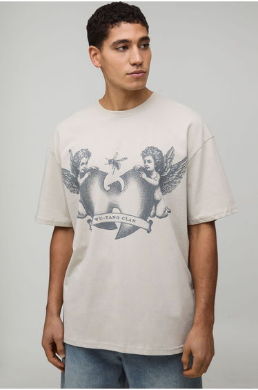Oversized Wu-Tang License Printed T-Shirt - stone