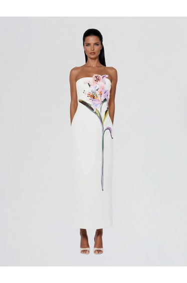 Jyvelle Strapless Flower Midi Dress