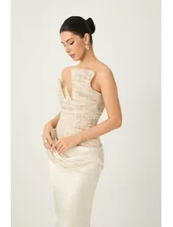 فستان سانفير بيج طول الأرض بقصة ميرمايد بلا أكتاف - 6