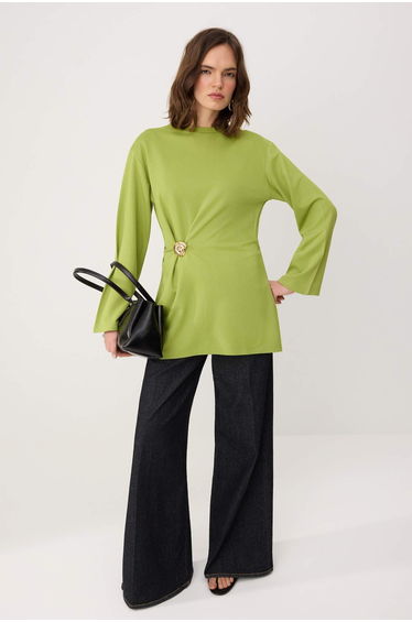 Oil Green Regular Interlock Plain Knitted