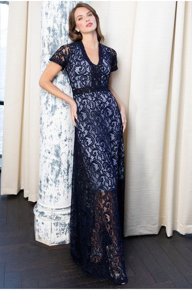 V Neck Lace Maxi Dress