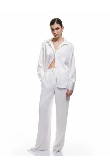 Classic Lapel Long Sleeve Buttoned Satin Shirt
