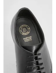 Black Leather Smart Derby Shoes - 3