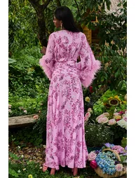 Agathe Feather Floral Split Maxi Dress - 8