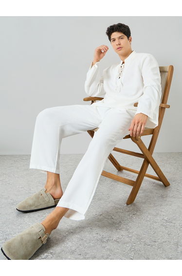 Men White Linen Top and Pants Co-Ords