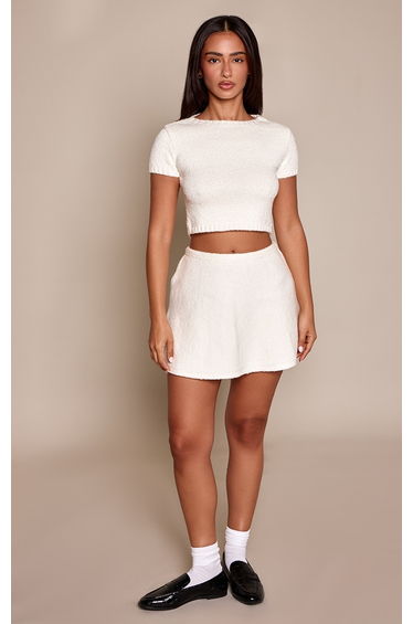 Petite Cream Knitted Short Sleeve Top