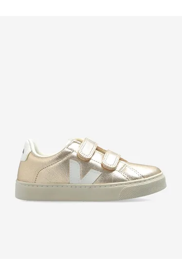 Veja Girls Chromefree Leather Small Esplar Traners in Gold