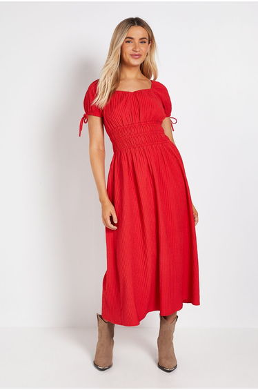 Tie Cap Sleeve Elasticated Channel Waist Dress