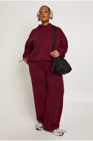 Plus Toggle Wide Leg Joggers - berry