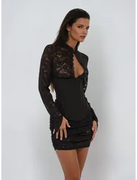 Flanagan Long Sleeve Corset Ruched Mini Dress - 1