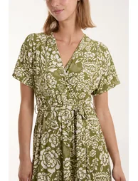 Double V Midi Dress With Tassel Tie - 4