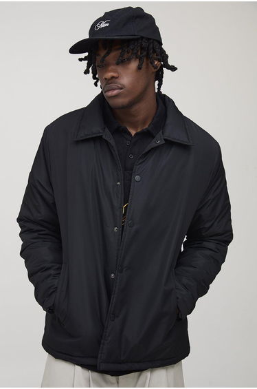 Tall Regular Fit Padded Collared Coach Jacket - black