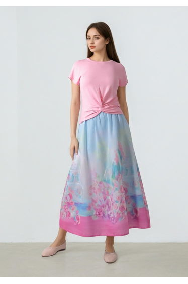 Printed A-Line Skirt