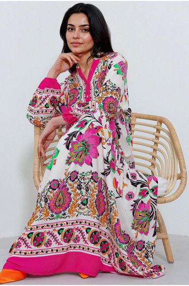 BDART Printed V-Neck Maxi Dress with Lining