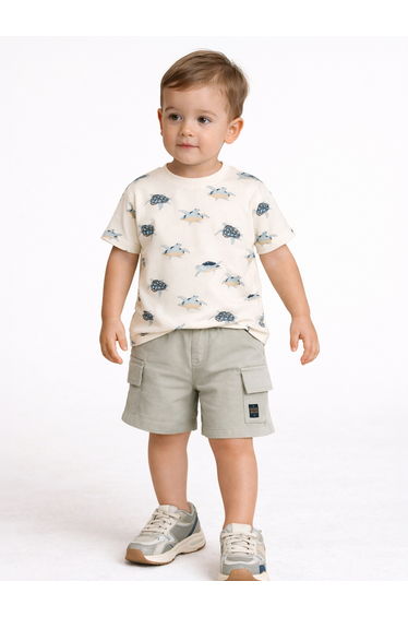 Boys Turtle Print T-Shirt and Shorts Set