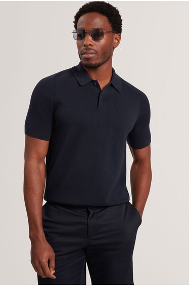 Otiso Ribbed Raglan Polo Navy