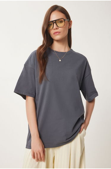 Women's Smoked Oversize Basic Knitted T-Shirt