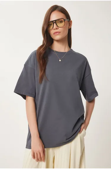 Women's Smoked Oversize Basic Knitted T-Shirt