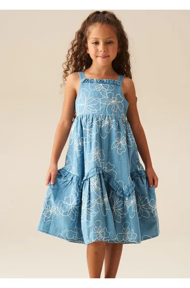 Maya Embroidered Denim Dress