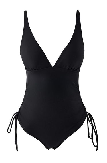 Black*001 Animal Deep V Rashel Sleeveless Swimsuit