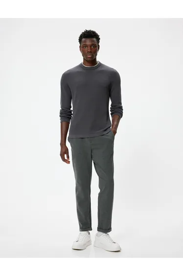 Slim Fit Chino Trousers with Elastic Detail