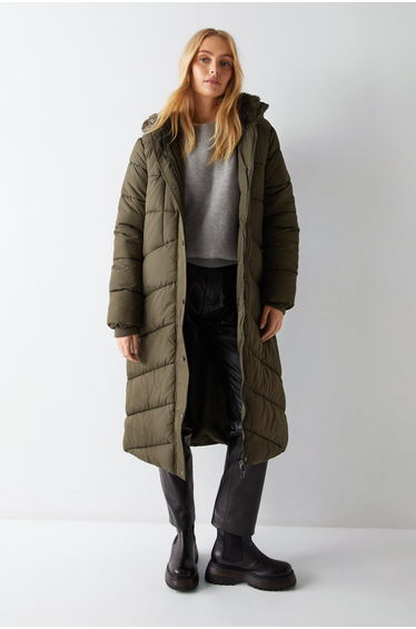 Teddy Lined Padded Maxi Duvet Coat