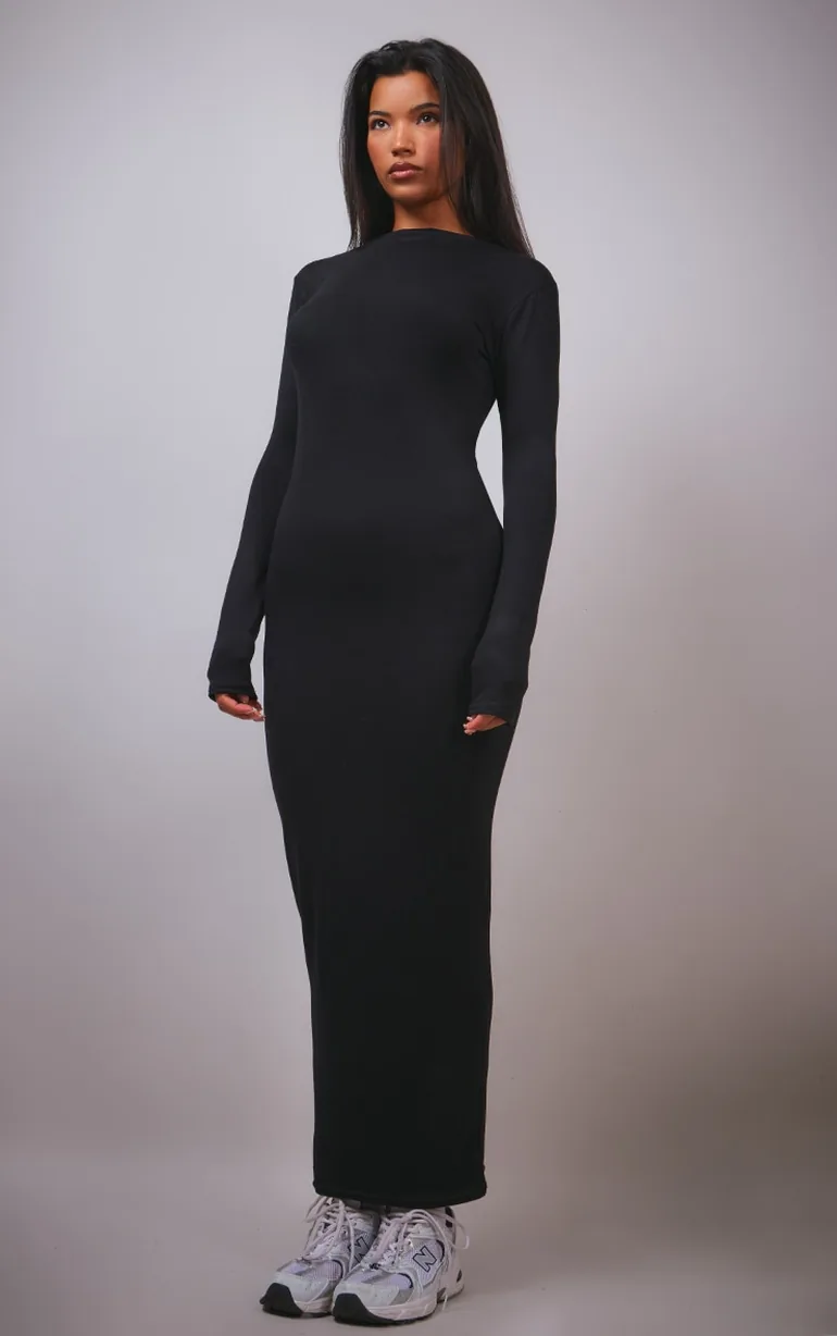 chinese dress ladies Tyla Black Asymmetric High-Neck Split Maxi Dress – Club L London