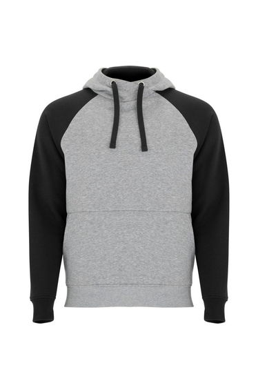 Roly Childrens/Kids Badet Two Tone Drawstring Hoodie - Heather Grey/Solid Black
