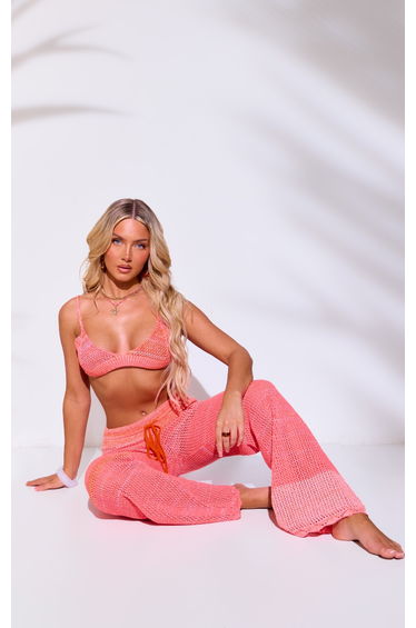 Red Marl Crochet Triangle Beach Bralette