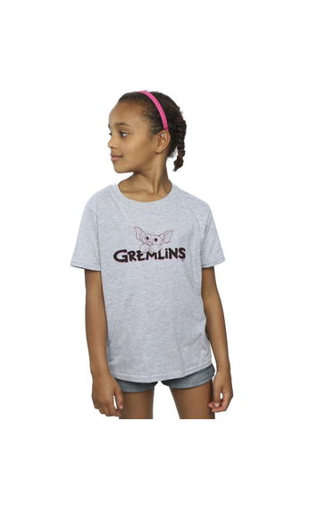The Gremlins Girls Logo Line Cotton T-Shirt - Sports Grey