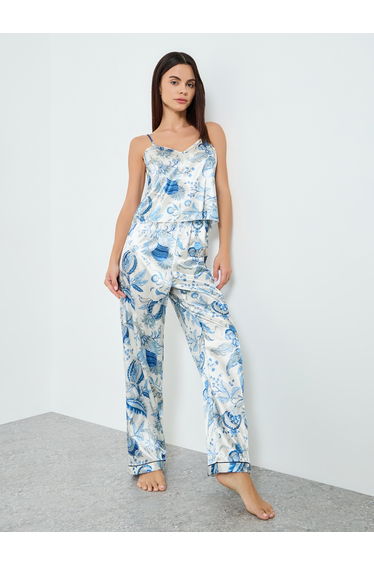 Women Floral Printed Cami Top and Pyjama Set