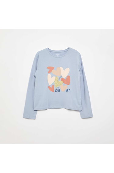 Long-sleeved T-shirt with print BLUE