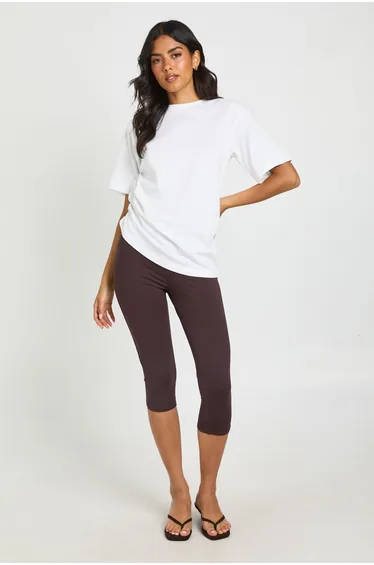 Shoulder Pad Ruched Side Seam T-Shirt - white