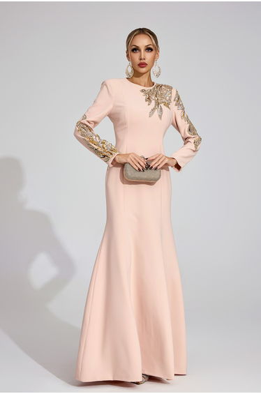 Melusine Apricot Elegant Maxi Dress