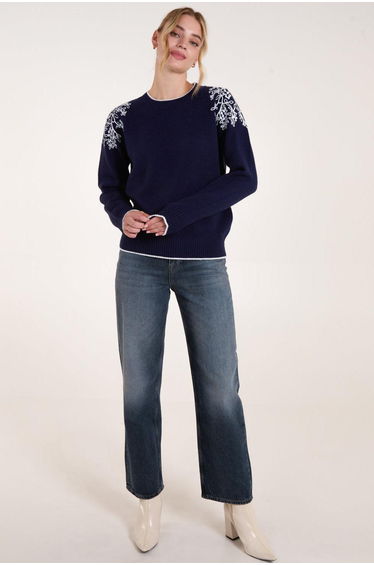 Detailed Embroidery Shoulder Jumper