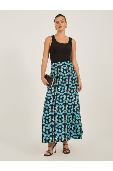 Floral Print A-Line Midi Skirt