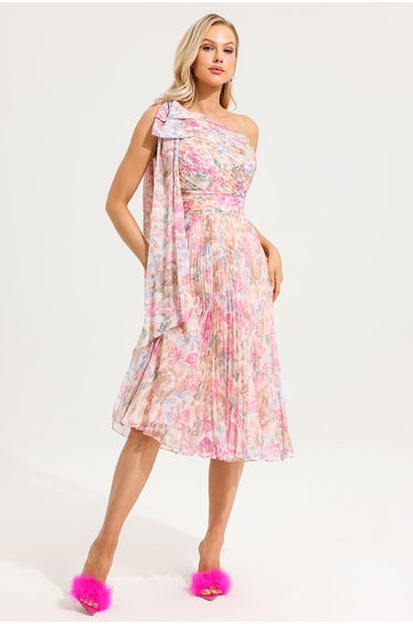Cyrielle Floral One-Shoulder Midi Dress